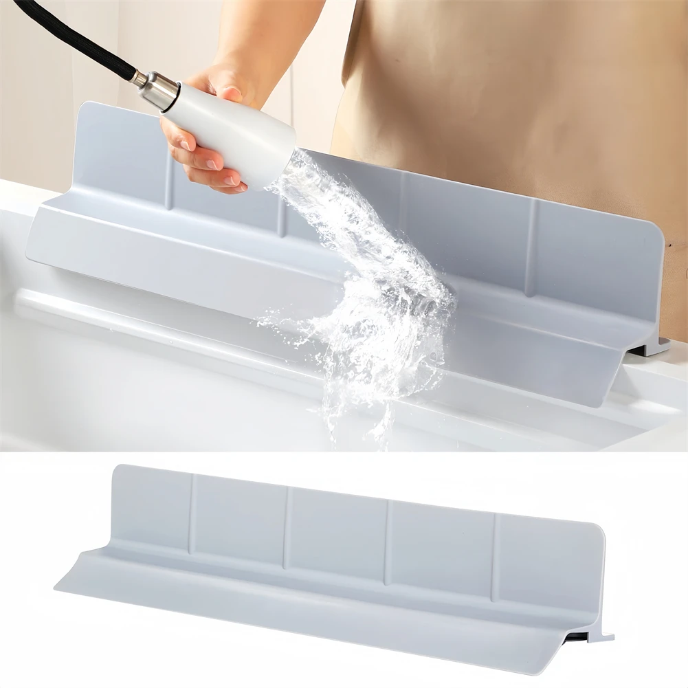 Silicone Sink Splash Guard 58x10x9cm Suction Cup Base Water Baffle For Kitchen And Bathroom Sinks Non Slip