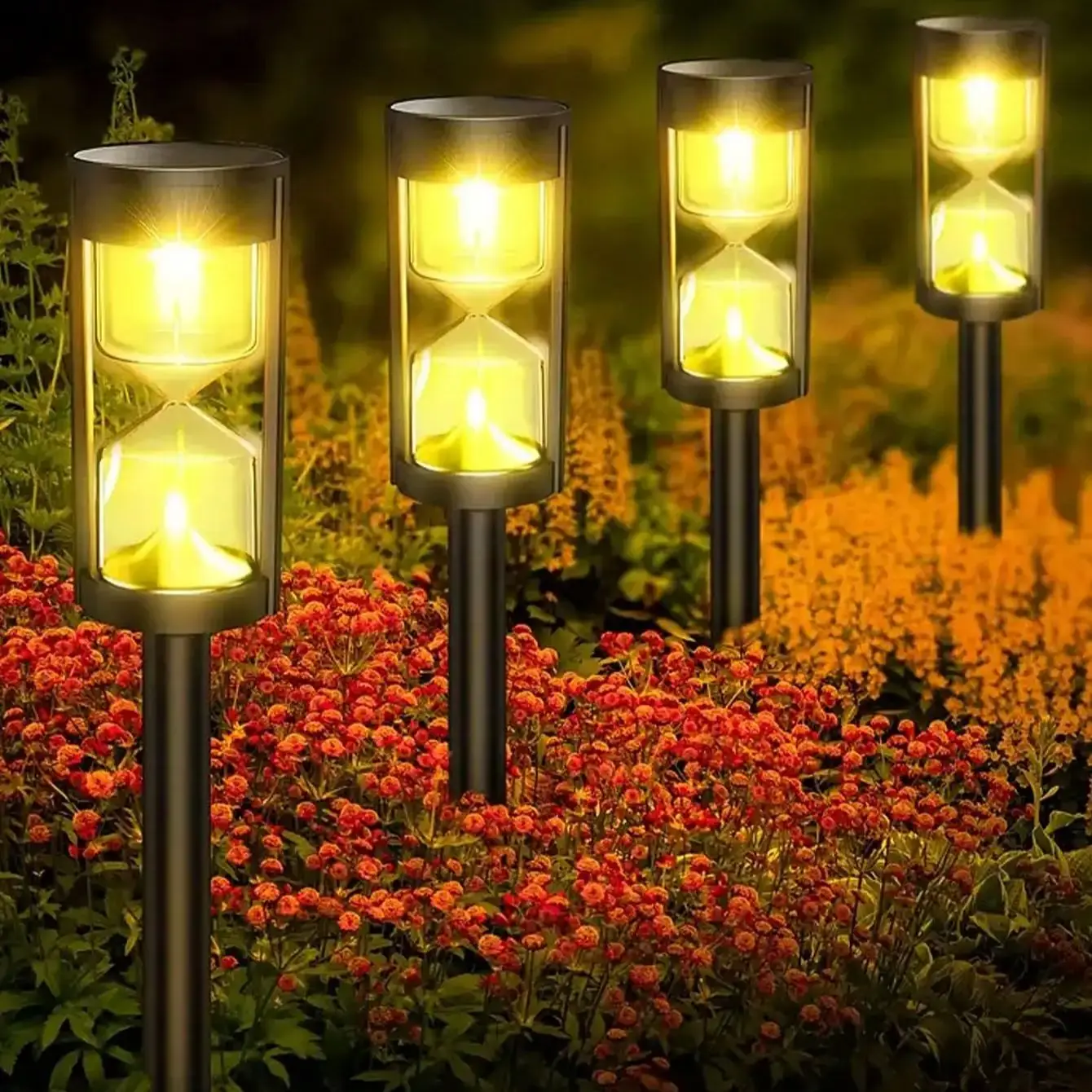 Lampe solaire sablier d'extérieur, imperméable, luminaire décoratif de paysage, idéal pour un jardin ou une cour