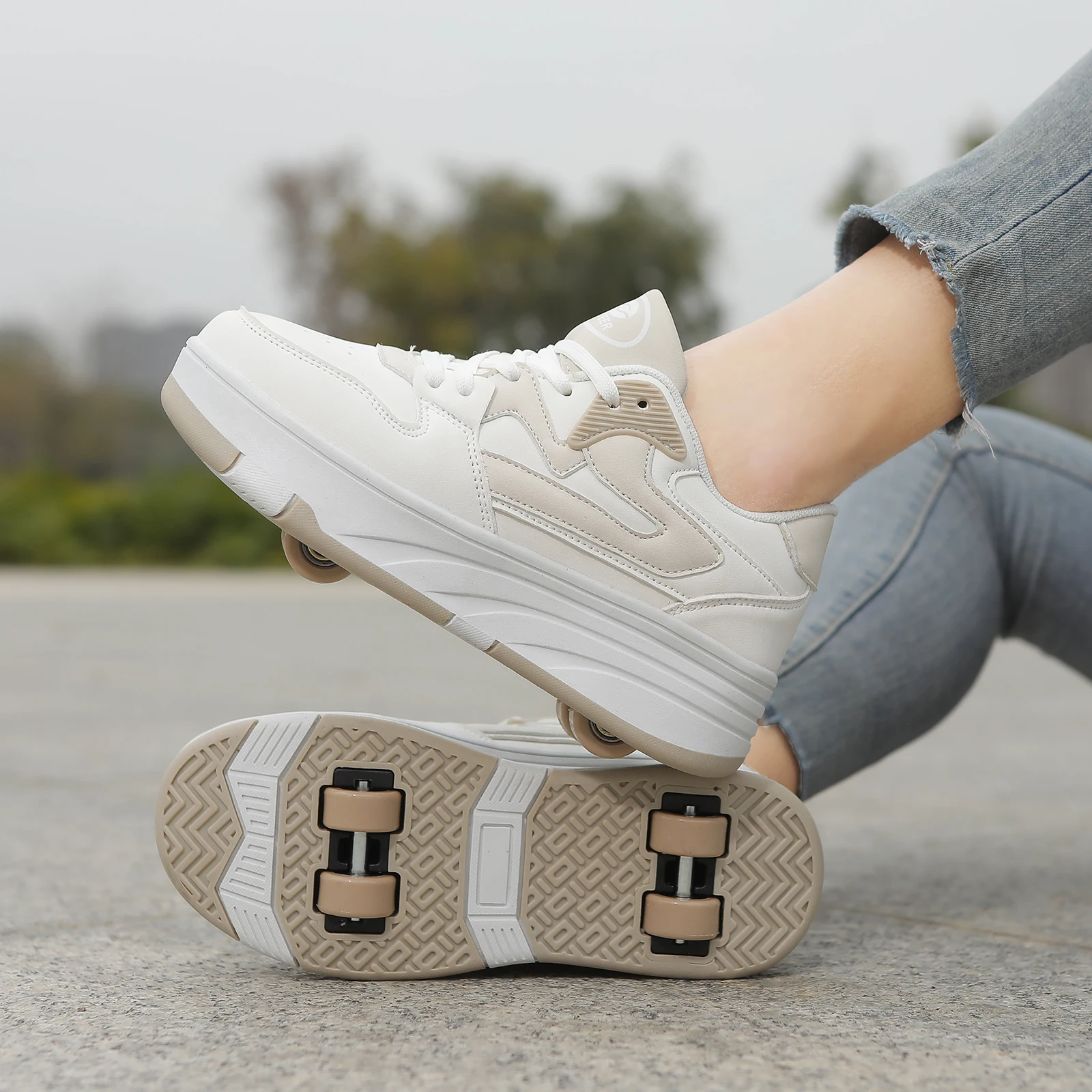 Scarpe da ginnastica per ragazze, fila a doppia ruota, scarpe scorrevoli per bambini, scarpe da ginnastica per pattinaggio a rotelle per ragazzi,