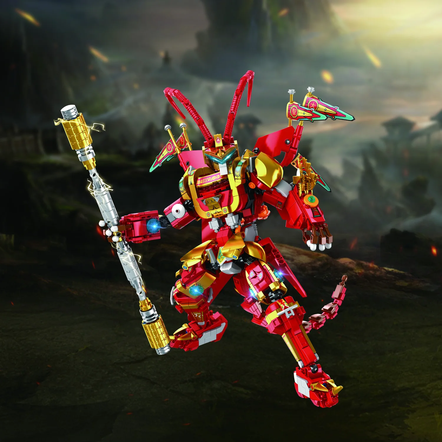 ตัวต่อโลหะชุบ 1122 ชิ้น รูปแบบลิงซุนหงอคง ของเล่นประกอบแบบตัวต่อ ชุดของเล่นตัวต่อสำหรับเด็ก ของตกแต่ง ของขวัญ