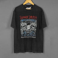 Napalm Death T-Shirt Grindcore Metal Band Terrorizer Carcass Vintage Washed Cotton Men's Short Sleeves Loose Printed Shirt