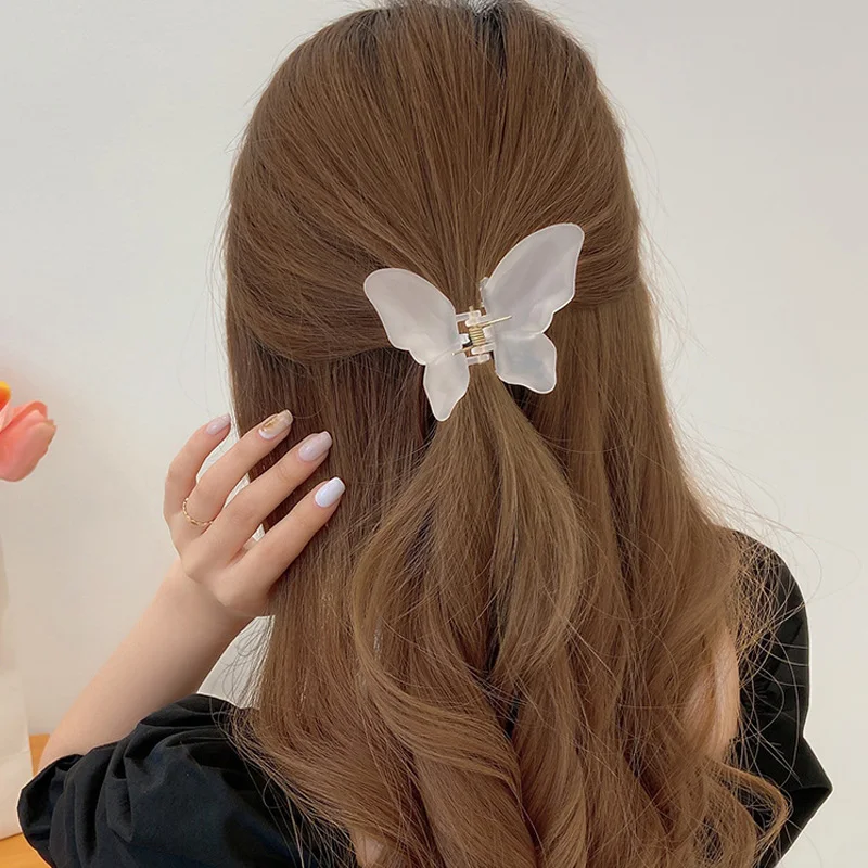 2pcs Super Fairy Butterfly Scrunchies Shark Clip Hair Scrunchies For Women