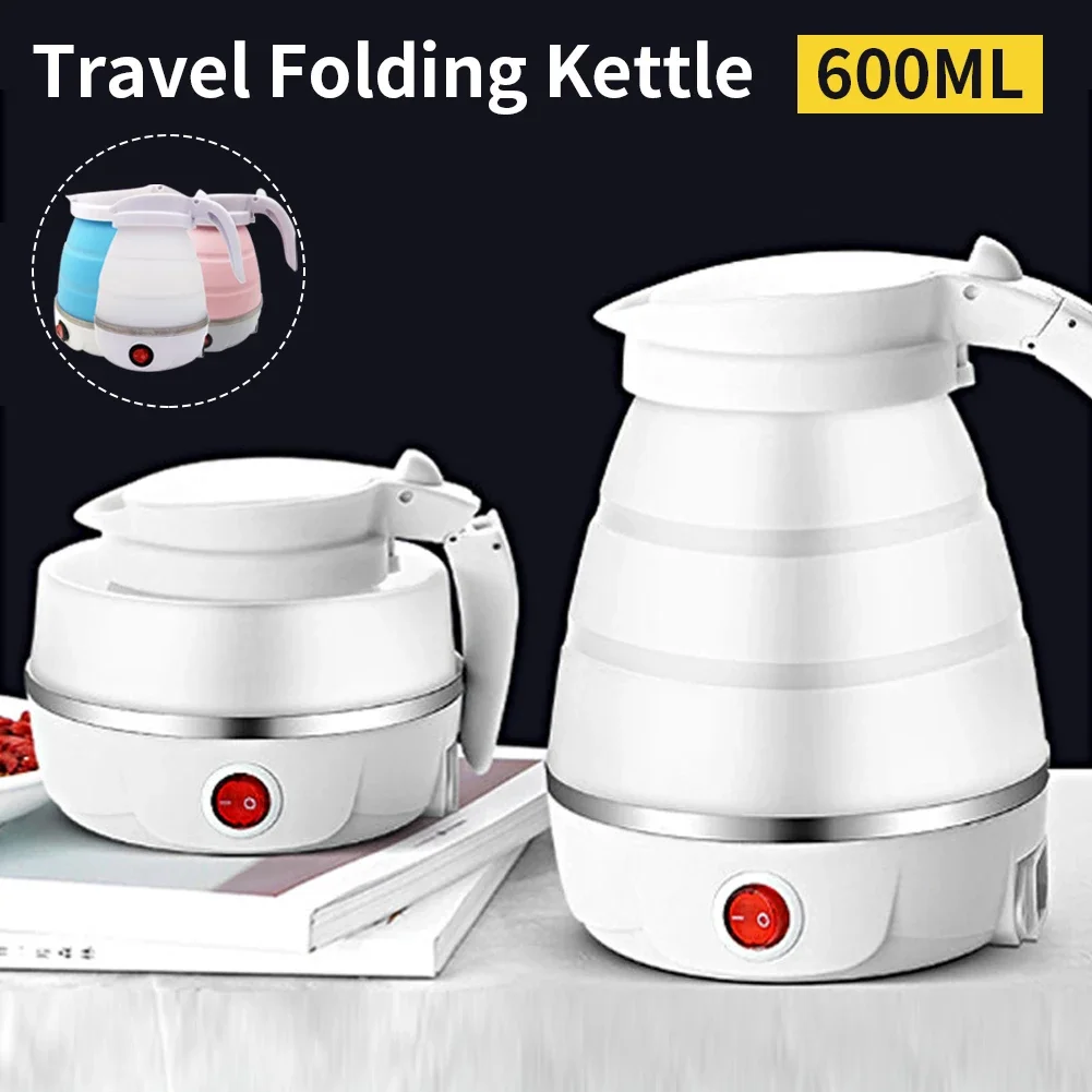 Travel Household Folding Kettle Silicone304 Stainless Steel Portable Kettle Compression Foldable Leakproof Kettle 600ml