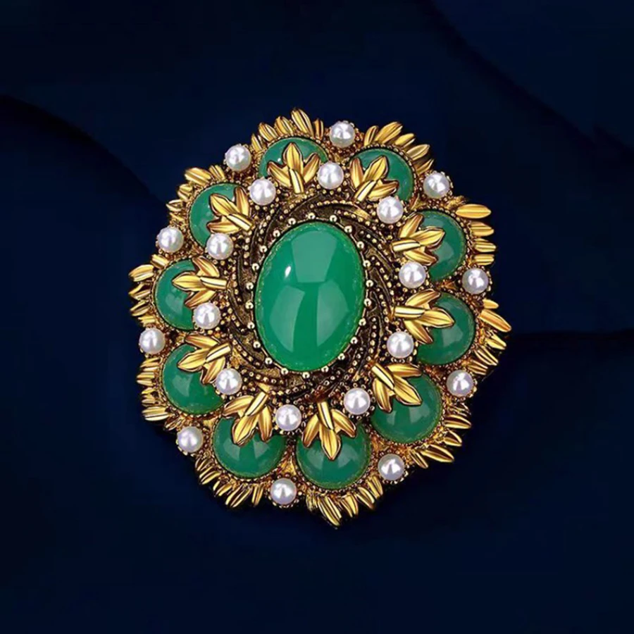 خمر الباروك الأخضر زوبعة سموكي ليف تصميم المرأة المحكمة نمط بروش زي سترة اكسسوارات هدايا العيد