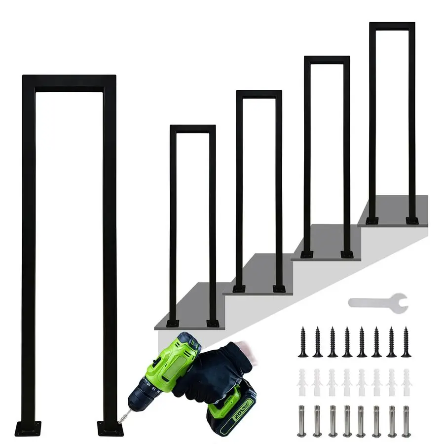 

Rails for Outdoor Steps, Matte Black U Shaped Handrails for Indoor Stairs, NonSlip Stair Railing Industrial Wrought Iron Railing