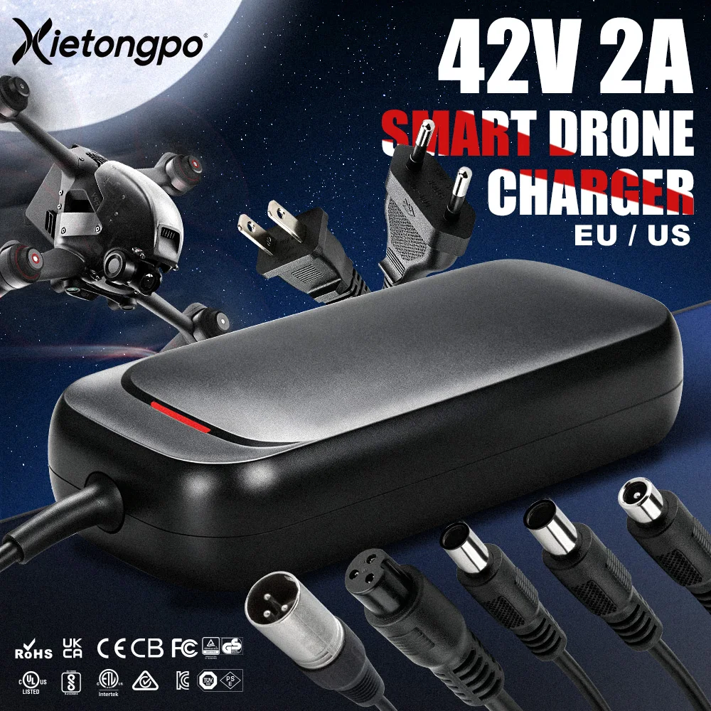XIETONGPO 42V 2A GaN Battery Charger 36V Fast Charger for Electric Scooter E Bike 10S Lithium Battery CC CV Auto Stop 84W