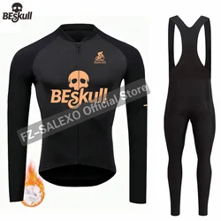 Beskull Winter Cycling Jersey Set Men Thermal Fleece Bike Suit 19D Gel Pad Pants MTB Maillot Ciclismo Clothing Bicycle Uniform