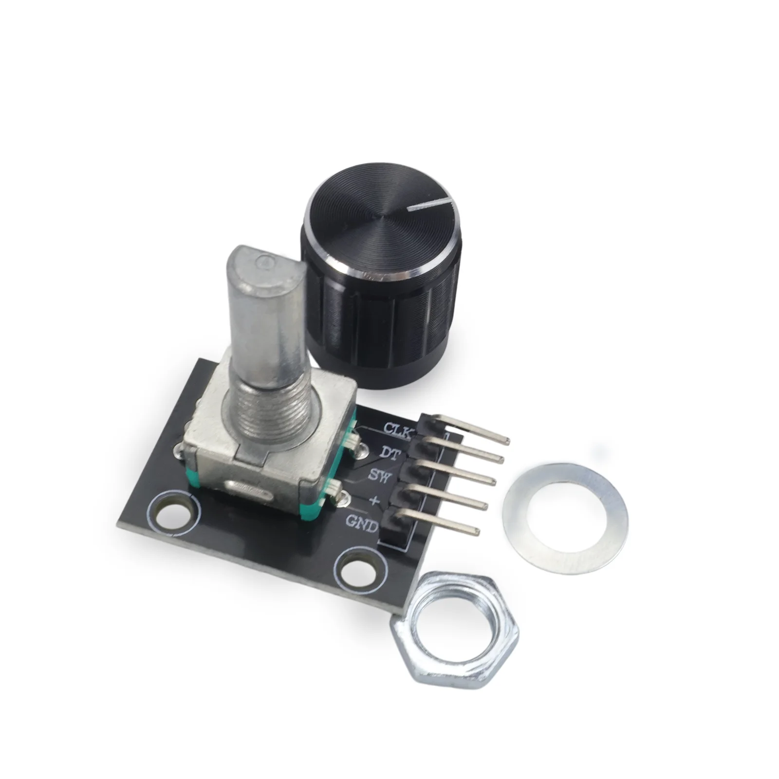 KY-040 Rotary Encoder Module 360 Degree 20 Pulse Push Button Black Aluminum Knob EC11 5V Menu Control for Arduino DIY