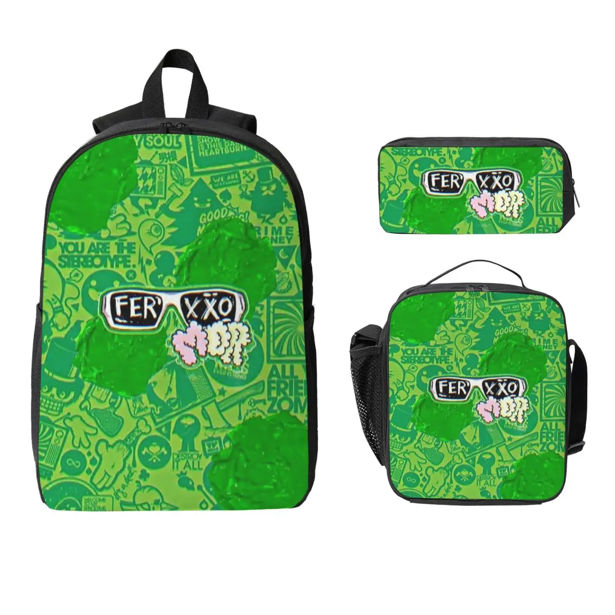

Feid Ferxxo 90s Rapper Rap Music Backpack Boys Girls BookBag School Bag Laptop Shoulder Bags 3ps Insulated Lunch Bag Pencil Case