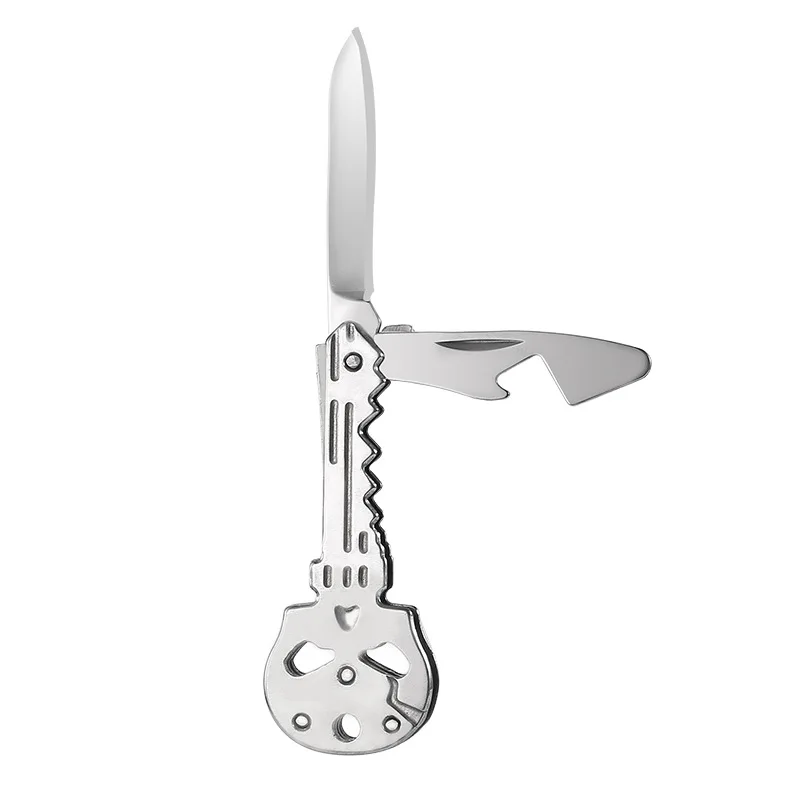 Stainless steel peeled fruit knife, portable multi-functional EDC pocket knife pendant, multi-purpose outdoor camping knife