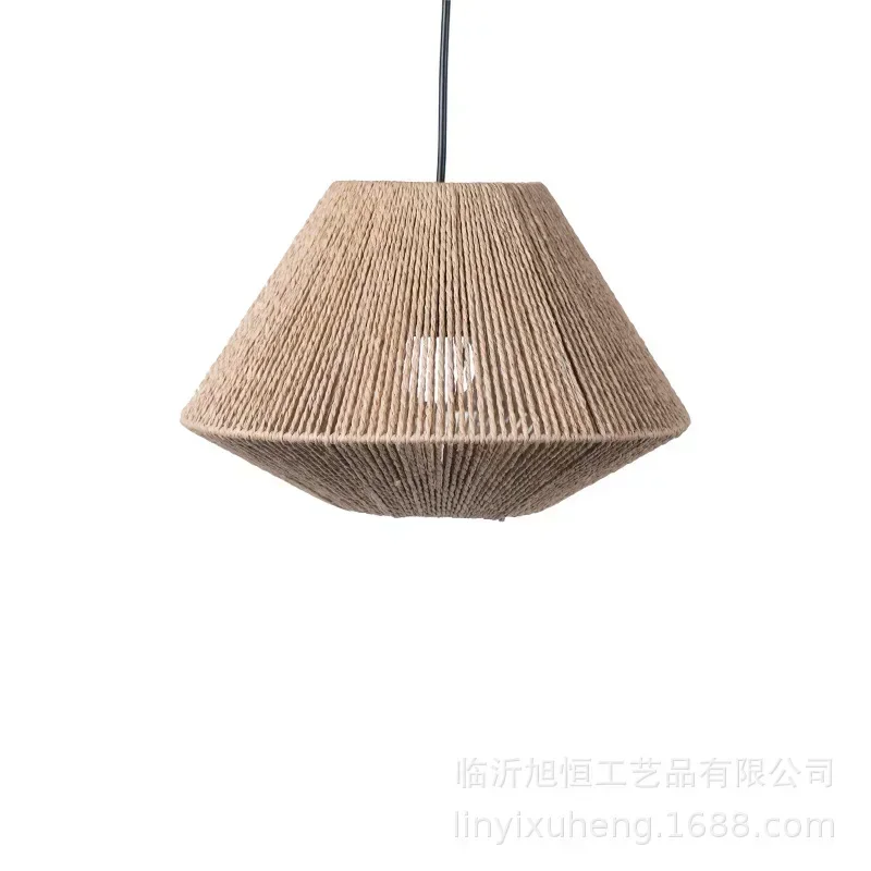 Pastoral style imitation rattan woven lampshade Living room Study bedroom Handmade paper woven chandelier lampshade