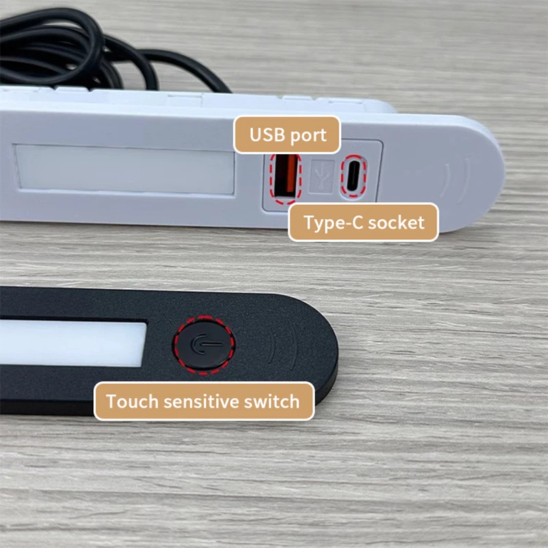 Multi-function Embedded Night Light Socket Hidden USB And Type-C Charging Socket With Led Light For Bedside Table Sofa Furniture