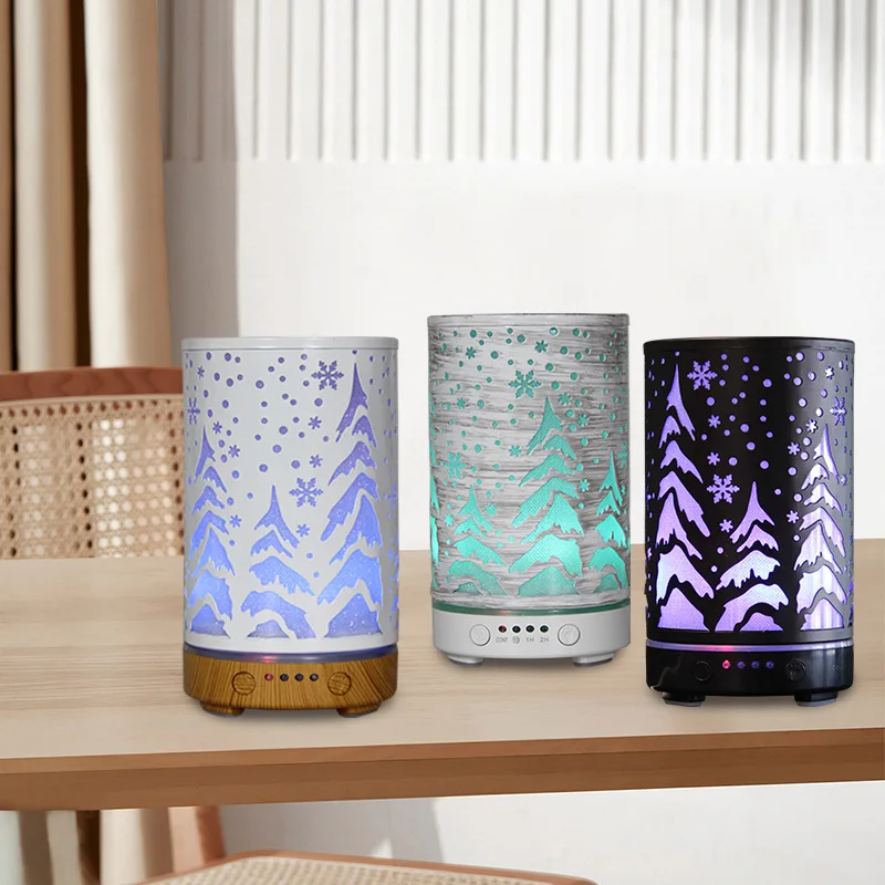 Christmas Tree Iron‑Shell Humidifier Creative Desktop Aroma Diffuser Machine Mist Maker for Home Office Holiday Atmosphere