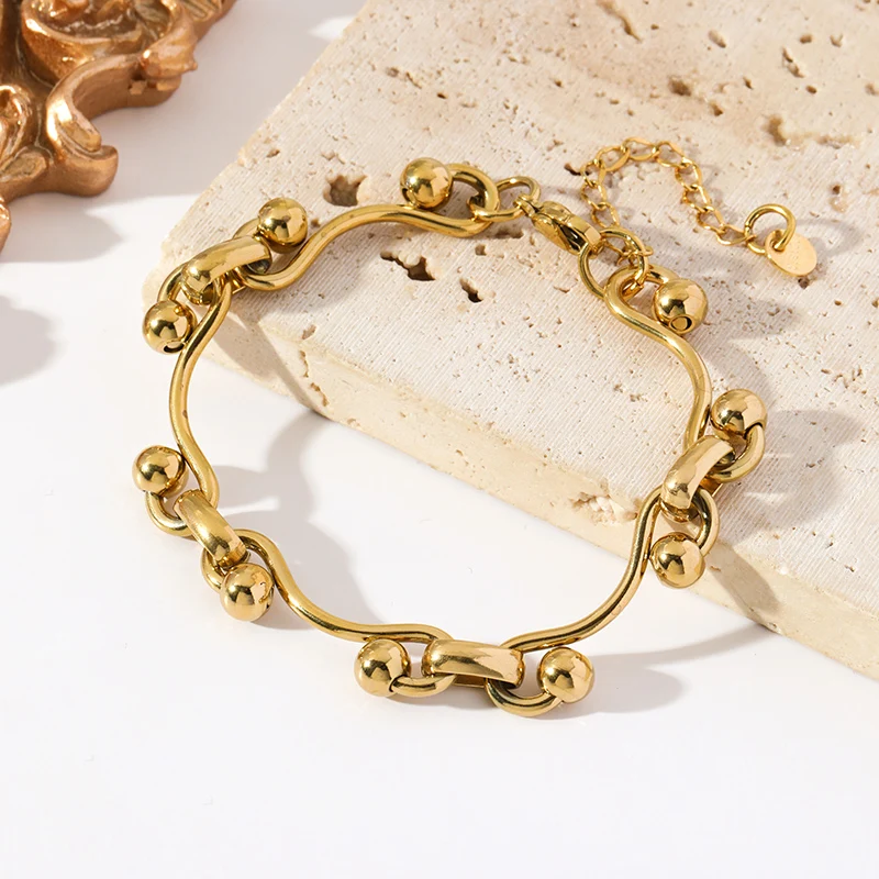 EILIECK 316L Edelstahl Hochwertige Runde Perlenkette Handgefertigtes Halsketten-Armband-Set Wasserfester Statement-Schmuck – Detail 12