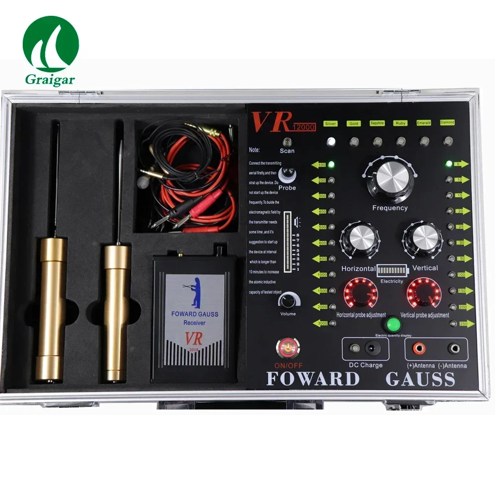 VR-12000 초음파 장거리 지하 금 및 보석 금속 탐지기 범위: 100-3000m 깊이: 5-250m VR12000