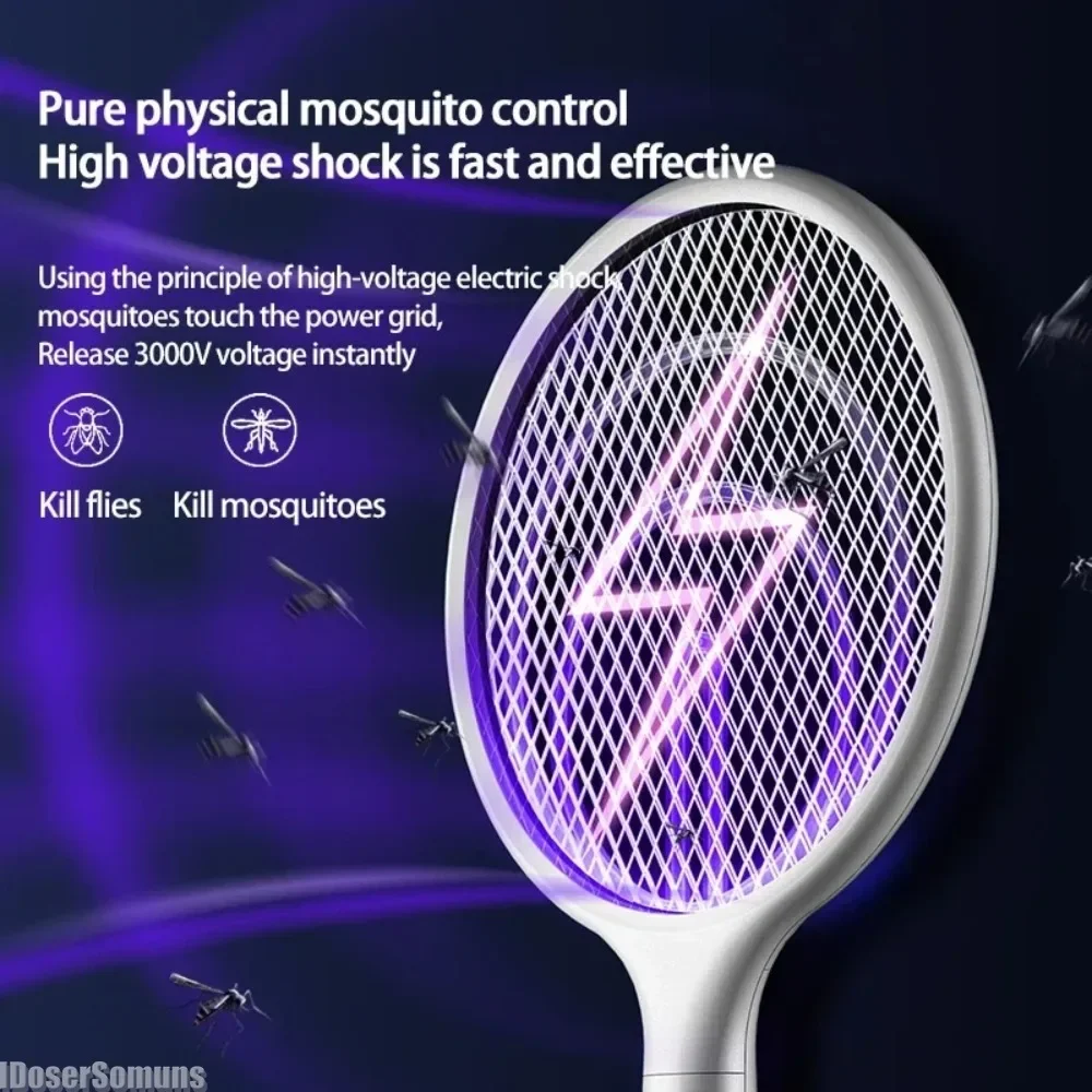 

Электрическое средство для уничтожения насекомых, устройство для уничтожения комаров, зарядка через USB, мухобойка 3 в 1, 3000 В, средство для уничтожения насекомых, электронная лампа