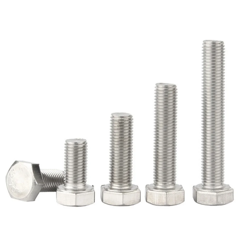 1~3Pcs 304 Stainless Steel Fine Thread Hex Head Bolt M6-M16 Pitch 0.75/1.0/1.25/1.5mm Outside Hex Screw