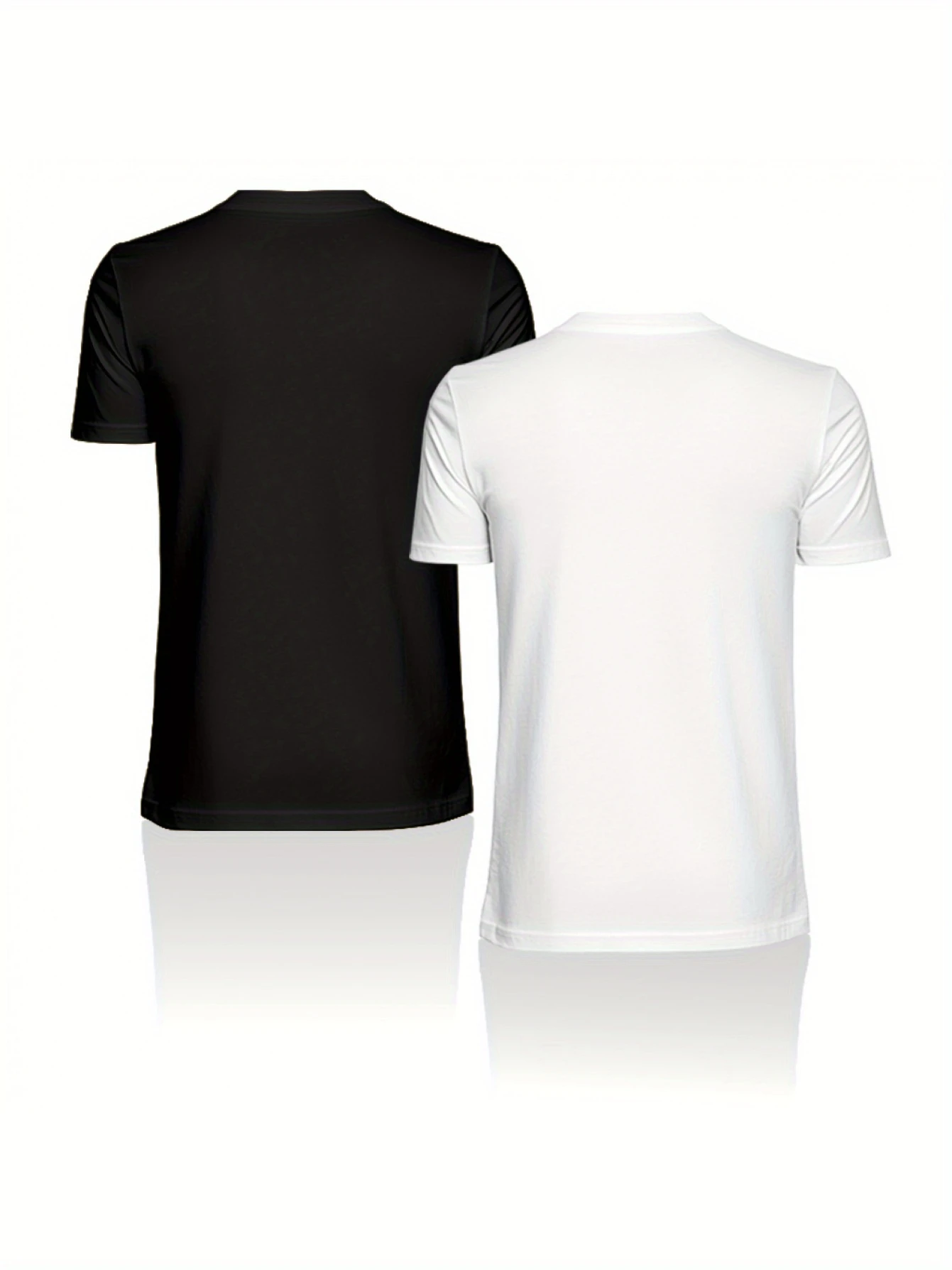 2-Pack Men's Short Sleeve T-Shirts Black and White Solid Round-Neck Casual Shirts Versatile Seasonal Basic Outdoor Apparel