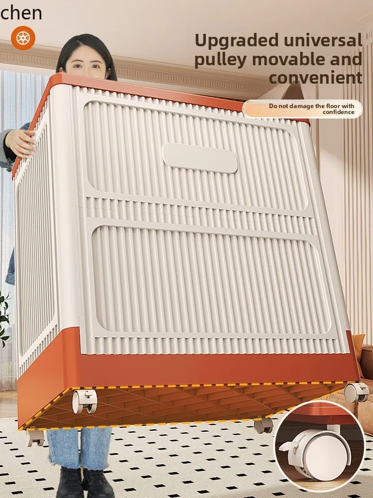 LXC Clothes Storage Box Extra Large Flip Lid Organizer Box with Wheels Foldable Bedroom Clothing Quilt Storage Cabinet