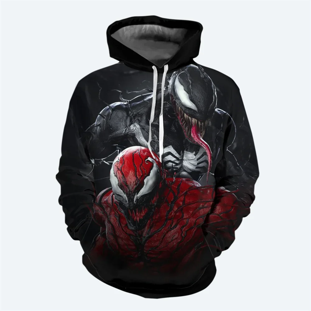 Autumn and Winter New Movie Marvel Men's Hoodie 3D Printed Venom Pattern Sweatshirt Fashion Street Hip-hop Casual Men's Hoodie