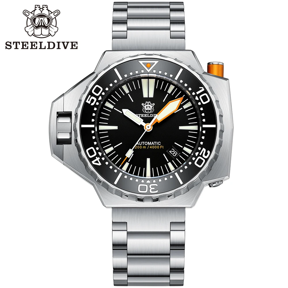 STEELDIVE Brand SD1969 56mm Case Screw in Case Back 1200M Waterproof Black Dial Ceramic Bezel Insert Sapphire NH35 Dive Watches