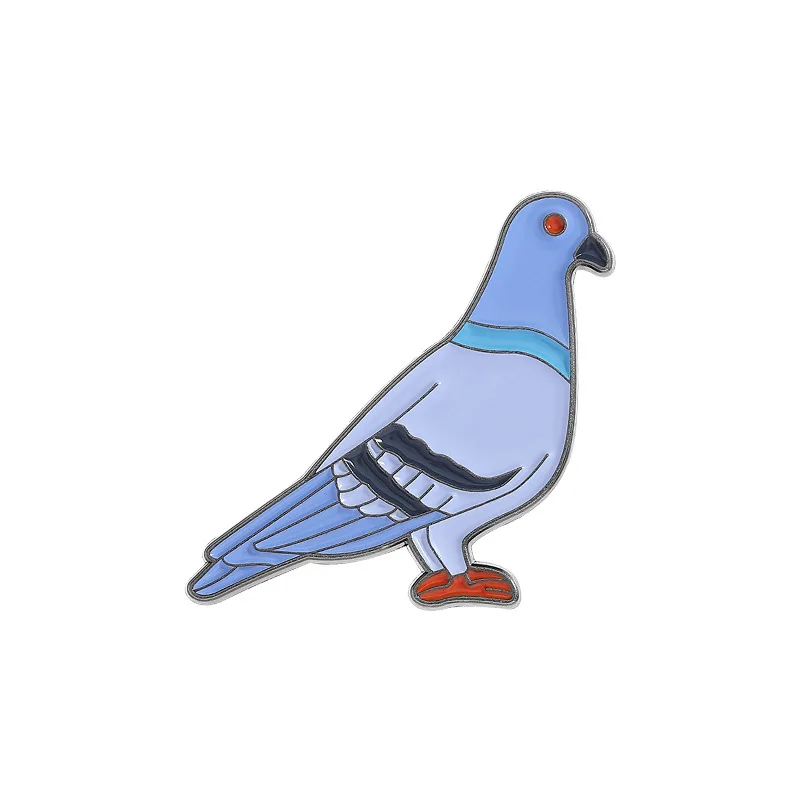 Cartoon Blue Bird-Shaped Brooches Cute Peace Pigeon Animal Series Alloy Badge Accessory Pins for Friends as a Gift