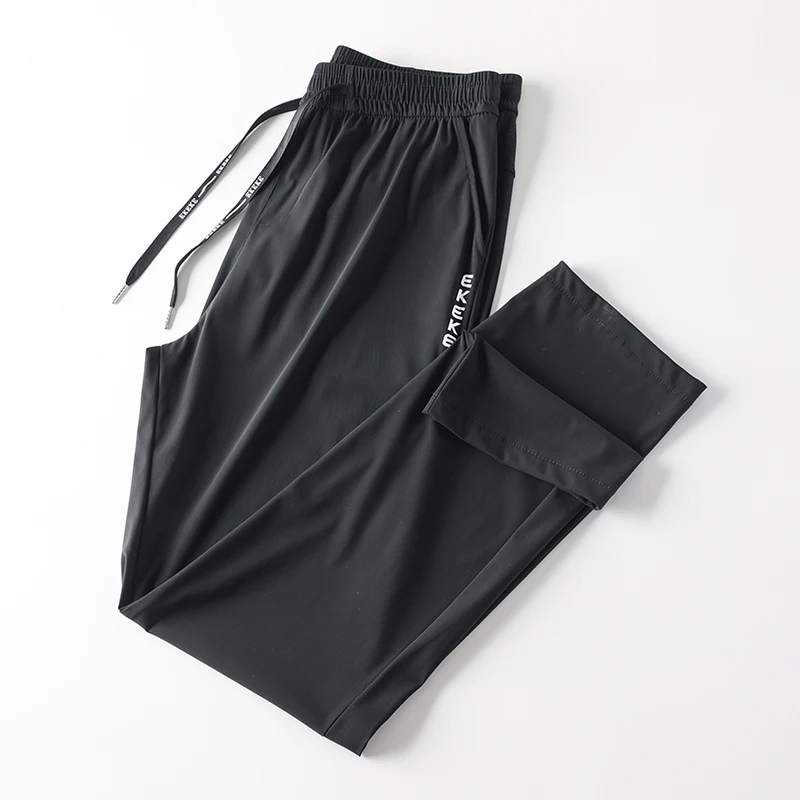 

Qui Cooling Ice Silk Casual Pants Men's Thin Elastic Qui Dry Straight Cut Summer Faion Urban Sle Low Waist Sports Tro...