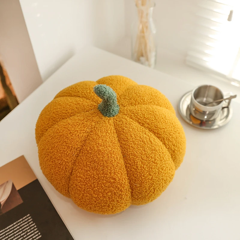 Nordic Ins Style Cute Pumpkin Plush Creative Living Room Sofa Chair Women's Bedroom Flower Patterned Cushion Polyester Fiber
