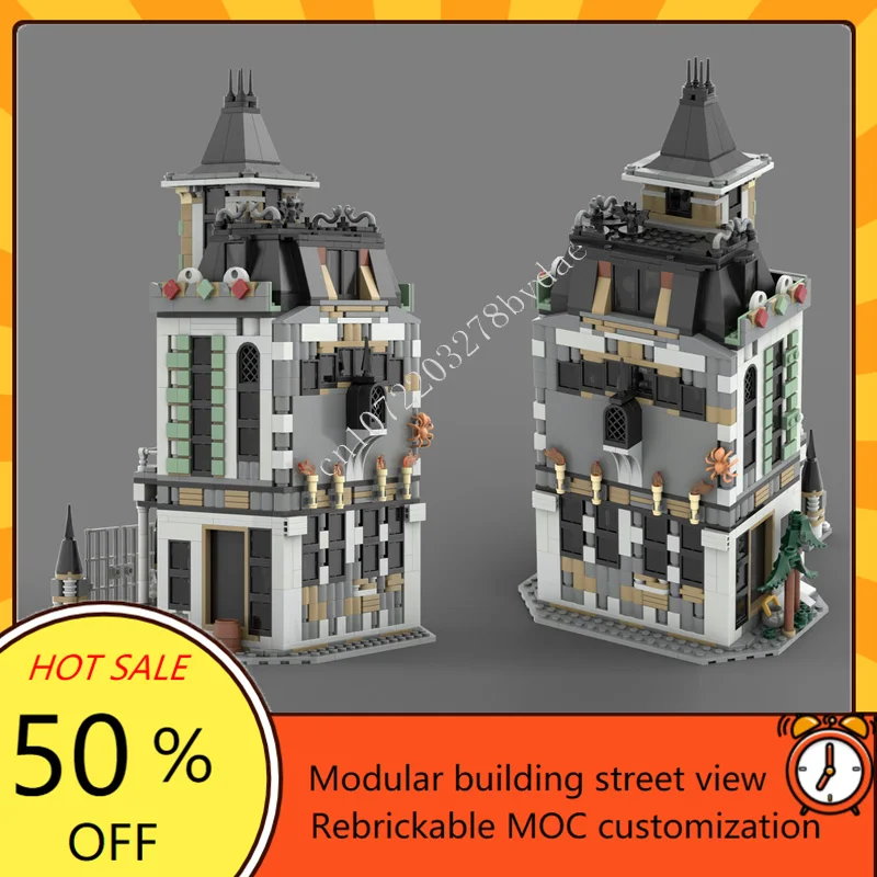 1252PCS Haunted Mansion Modular MOC Creative street view Model Building Block Architecture DIY Education Assembly Model Toy Gift