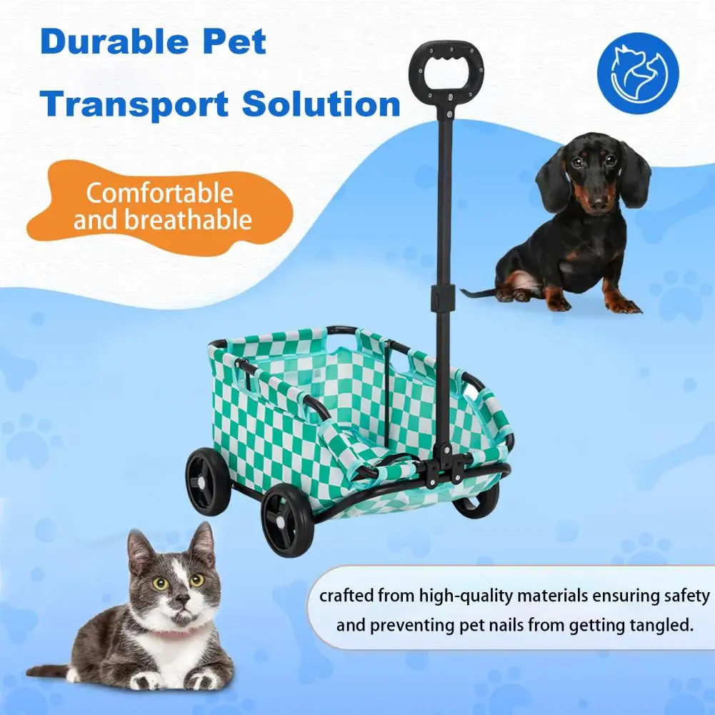 Pet Stroller Dog Cart 4 Wheels Folding Small Dogs Cats Stroller Pet Strolling Cart 360-degree Rotating Pull Rod Pet Carrier