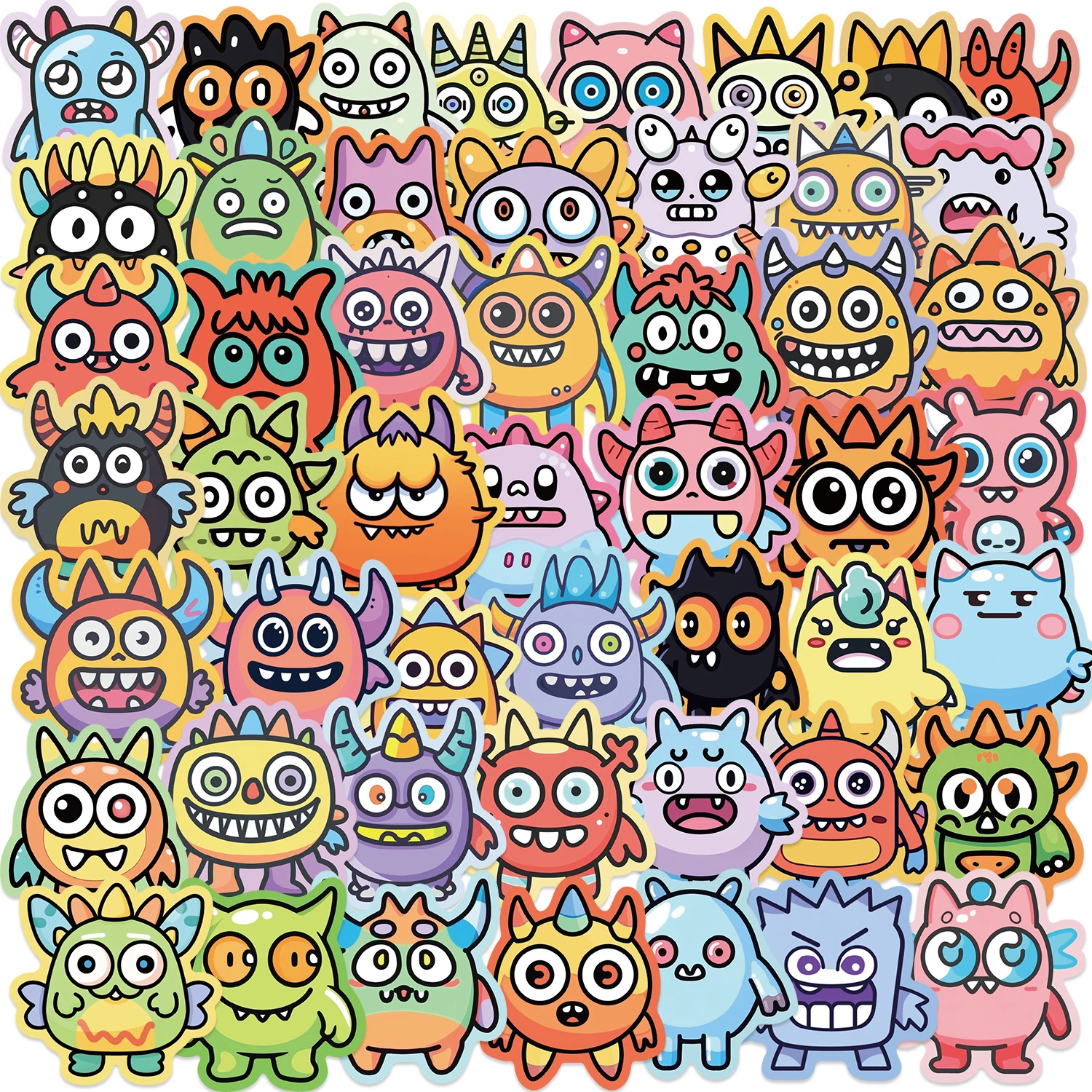 50PCS Funny Cute Furry Little Colorful Monster Creative Stickers for Refrigerators Phone Case Laptop Waterproof Decoration Gifts