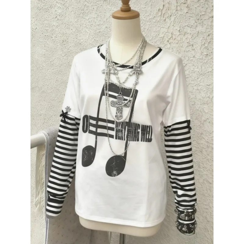 

2000s Vintage Y2k Women T-shirts White Grunge Graphic Long Sleeve Shirts Harajuku Y2k Korean Aesthetic Streetwear American Retro