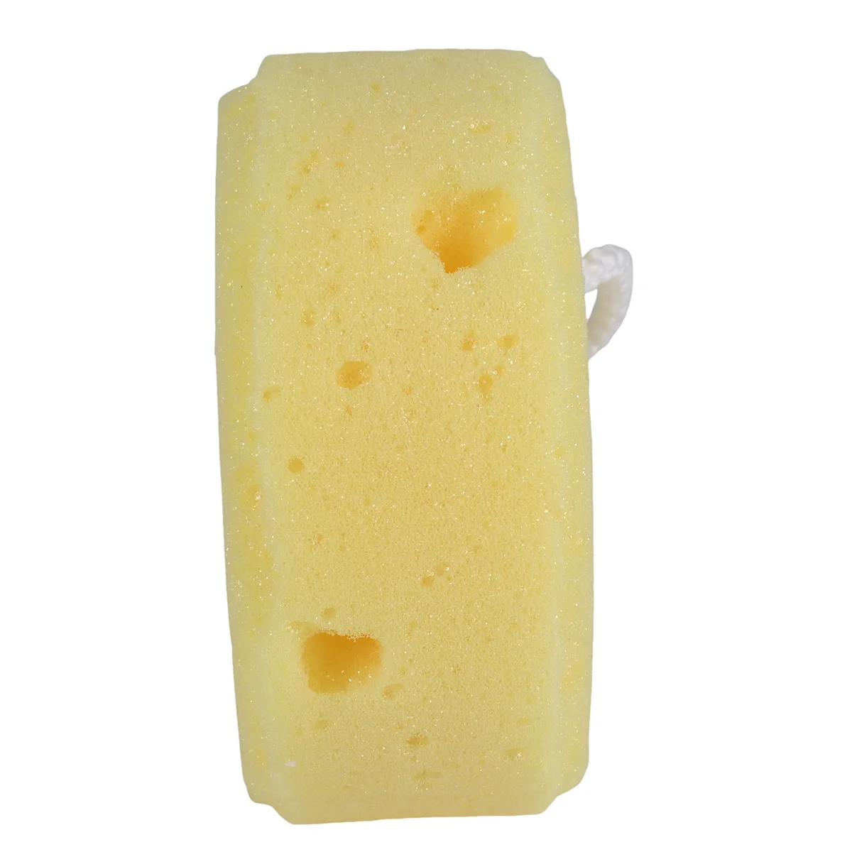 

A07R Yellow Round Bath Body Shower Soft Sponge w Hanging Loop