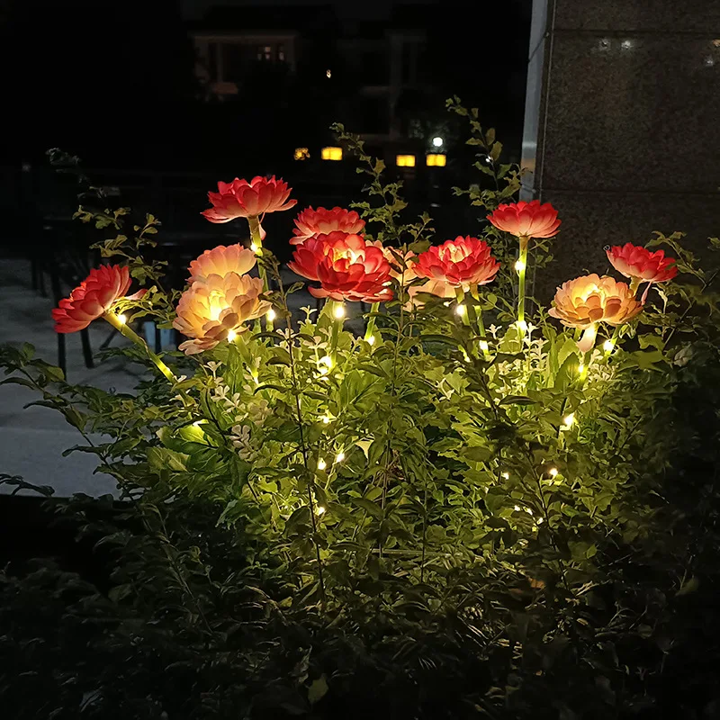 7 Heads Artificial Snow Lotus Solar Flower Lights - Outdoor Waterproof LED Garden Lamps for Patio, Lawn, Yard