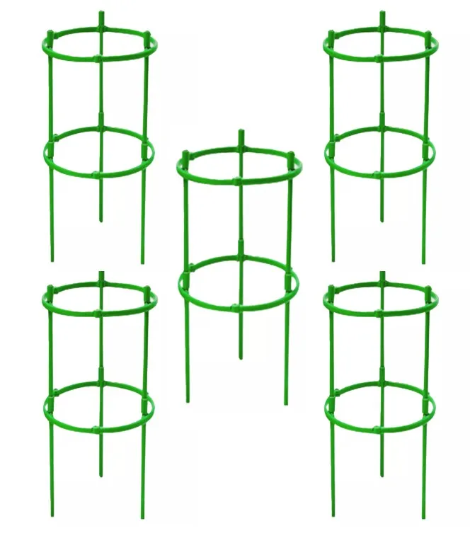 Tomato Cage Plant Support 2 Layers Plant Stakes Round Plant Support Ring Plastic Plant Cage Holder Flower Pot Climbing Trellis