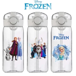 Cartoon Disney Straw Plastic Cup Large Capacity Couple Student Cute Simple Portable Frozen Anime Easy Cup Birthday Gift 400ML