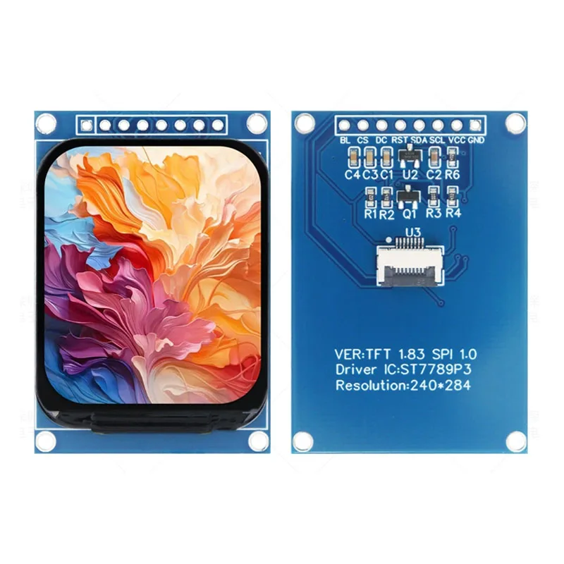 1.83-inch TFT LCD Display Module 240x284 Resolution ST7789 Driver SPI Interface, IPS Full View Screen Full-Color Display Module