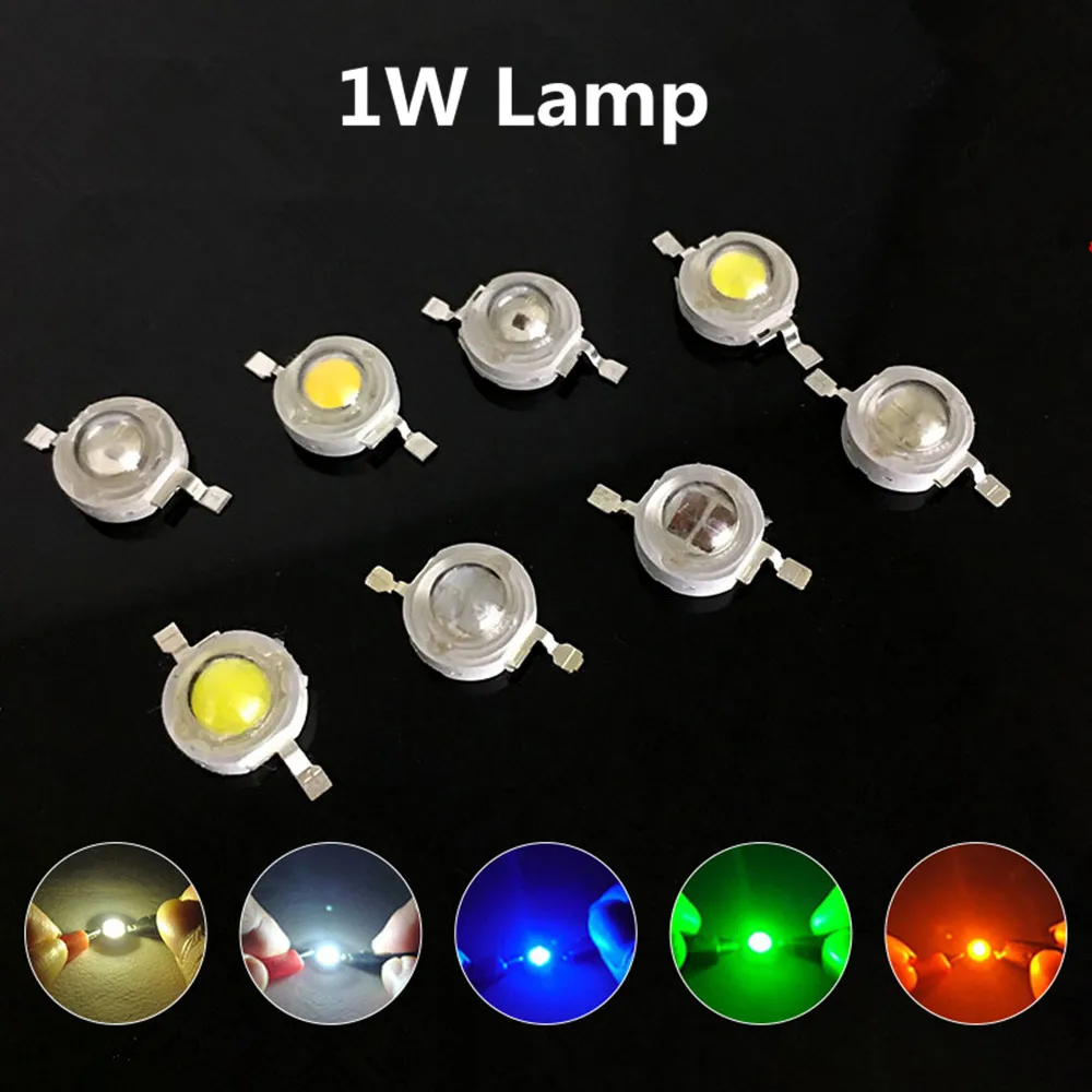 10 Stuks Led Chip 1W Warm Koel Wit Rood Blauw Groen Geel Ir Volledig Spectrum Cob Grow Lamp Voor 1W Watt Licht Zaklamp Podium Kralen