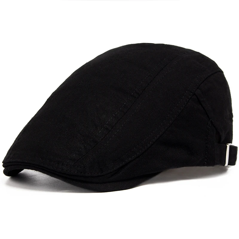 CNTANG Klasyczne męskie berety w jednolitym kolorze Moda Vintage Bawełniane czapki z daszkiem dla mężczyzn Retro Płaskie czapki Marka Letni beret