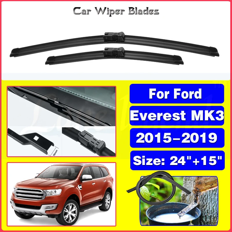 

2PCS for Ford Everest MK3 2015-2019 24"+15" Front Wiper Blades Windshield Windscreen Window Cutter Accessories 2016 2017 2018