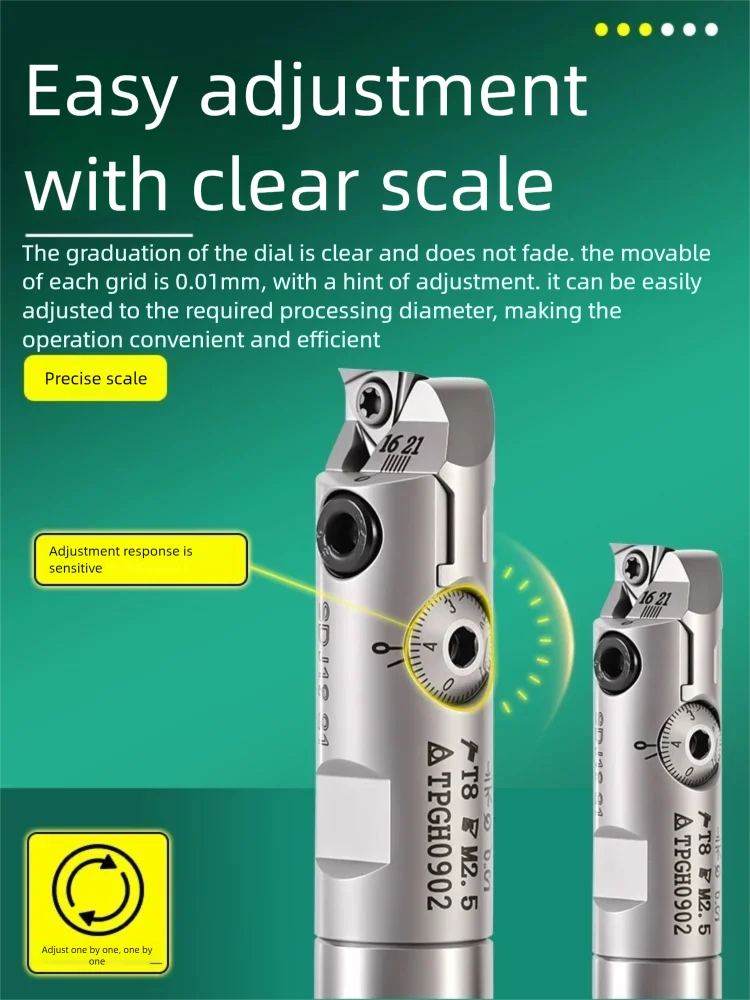 SDJ Adjustable Small Bore Boring Bar 8x Anti-Vibration Micro-Adjustable Boring Head Kit for Machining Center Precision Tools ﻿