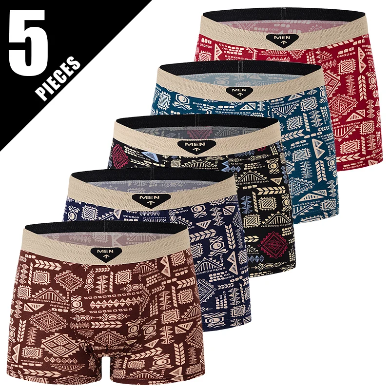 5/10 Pack Heren Zwart Goud Gedrukt Boxerondergoed Comfortabel en Veelzijdig Grote maten Sexy Jonge Heren Vrije tijd Sport Strand sh