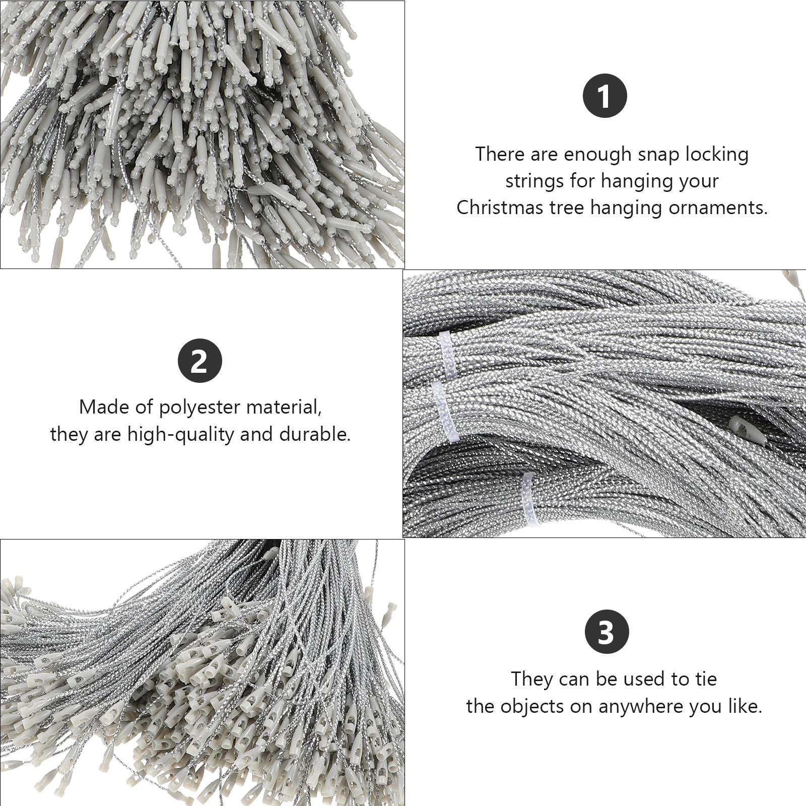 

1 Bag Christmas Ball Fasteners Hanging Tag Ties Precut Polyester Ropes For Tree Ornament Hanger Party Supplies Decor