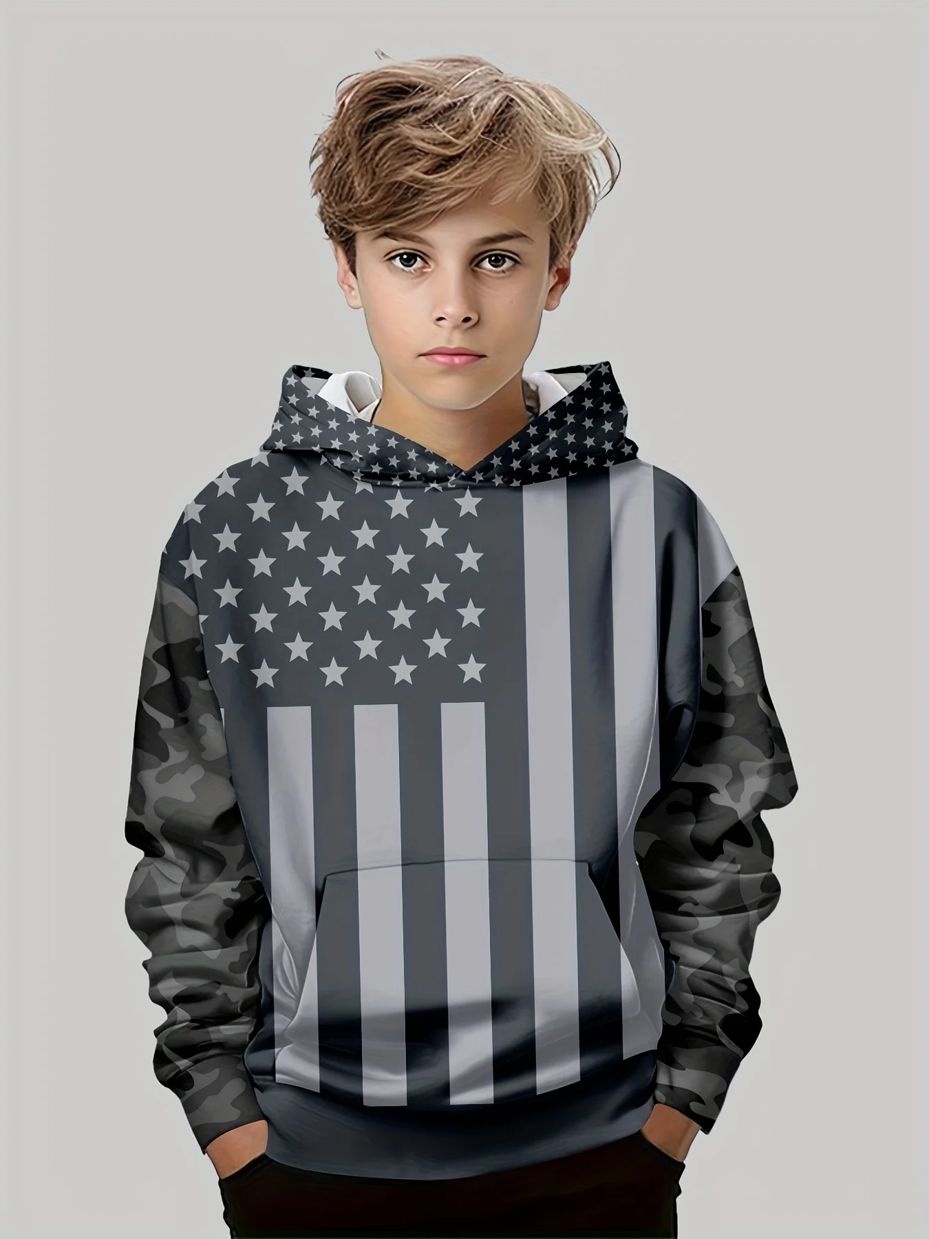 

Children's Hoodie Flag Element Hoodie Long Sleeve Fashion Casual Autumn Clothing Outdoor Clothing Daily Casual Trend Hoodie