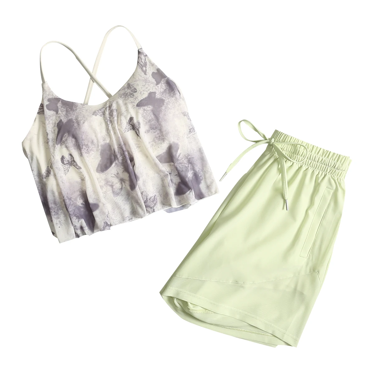 Ternos de yoga para mulheres no verão sexy fitness fino suspender colete de secagem rápida solto casual jogging shorts