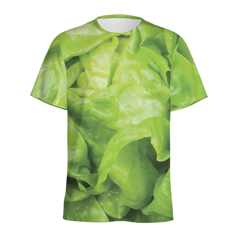 Funny Lettuce Graphic T Shirts Fashion Summer Short Sleeve 3D Vegetable Printed T-shirts Casual Oversized Breathable Tees Tops