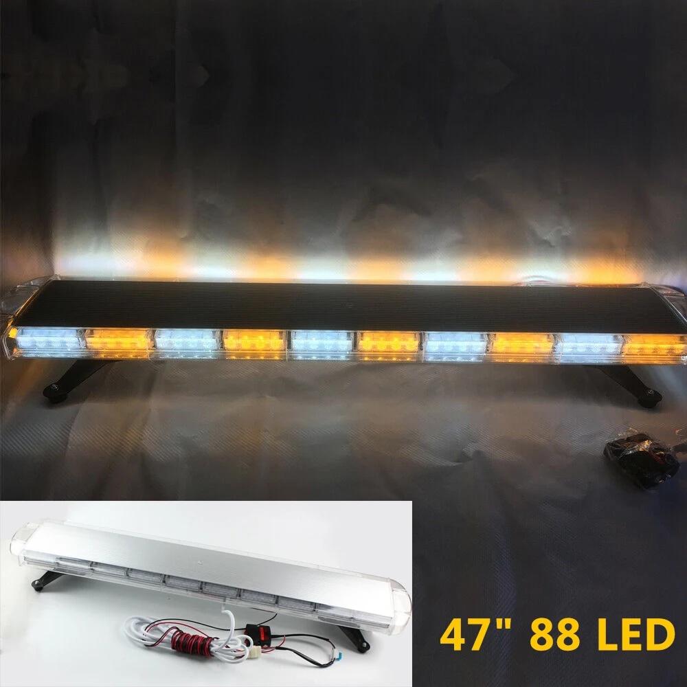 LED Emergency Warning White Strobe Light Warn Tow Truck Response Strobe Light Bar Amber 47