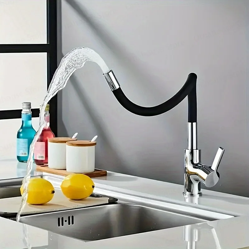 

Rotatable Universal Bending Faucet Spout Kitchen Sink Cold Hot Water Kitchen Washbasin Deck Mount Single Hole Tap