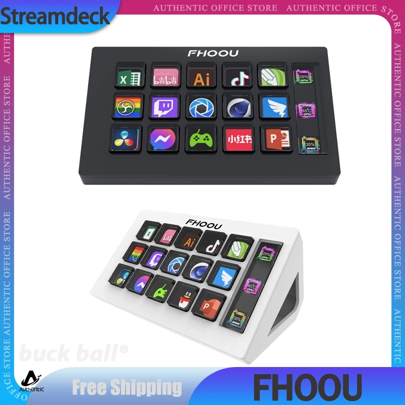 StreamDeck Visual Keyboard 15 Keys LCD Button Stream Deck Live Content Creation Controller Custom Button For Windows/MacOS Gift 