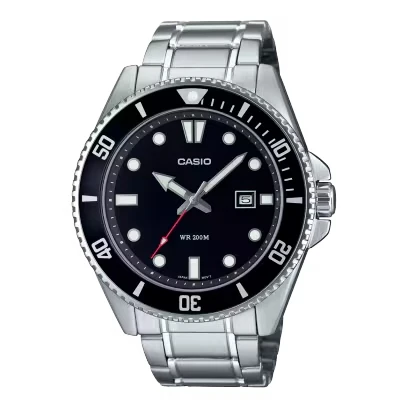 Casio MDV‑107D Series | Men’s Dive Watch | Stainless Steel Case & Band | 200M Water Resistant | 3‑Year Battery | Rotating Bezel